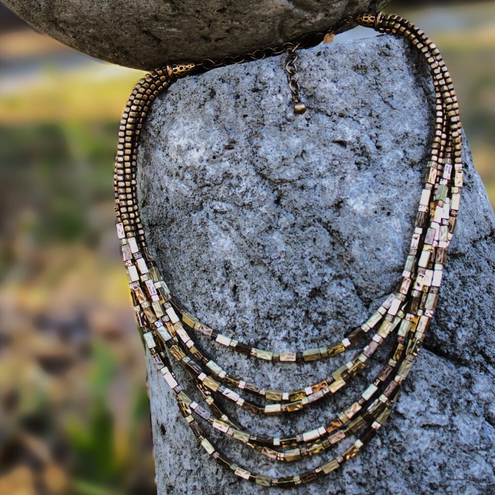 Chico's 23" 6 Strand Gold Tone Necklace